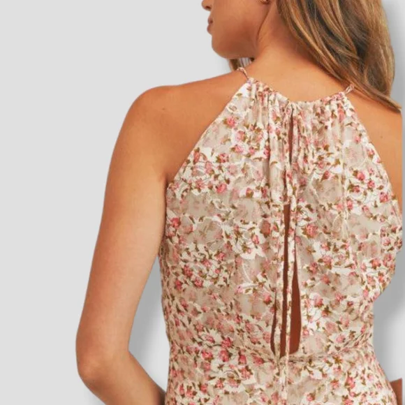 SAGE THE LABEL Four Letters Floral Lace Midi Dress Cream - Picture 13 of 16